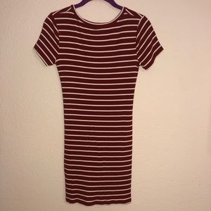 Striped dark orange & cream dress